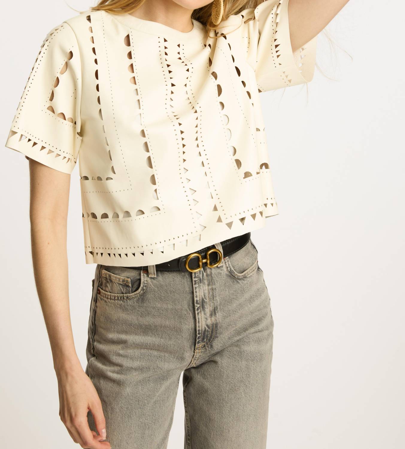 Caballero - Anisa Laser Cut Faux Leather Top