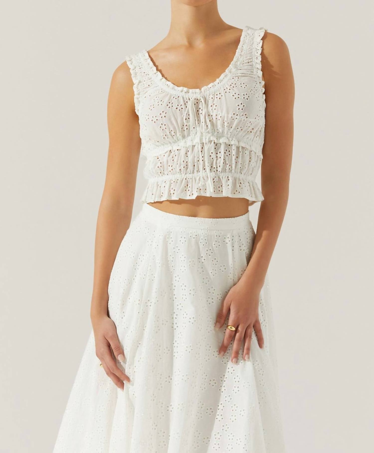 Astr - Smocked Sleeveless Blouse