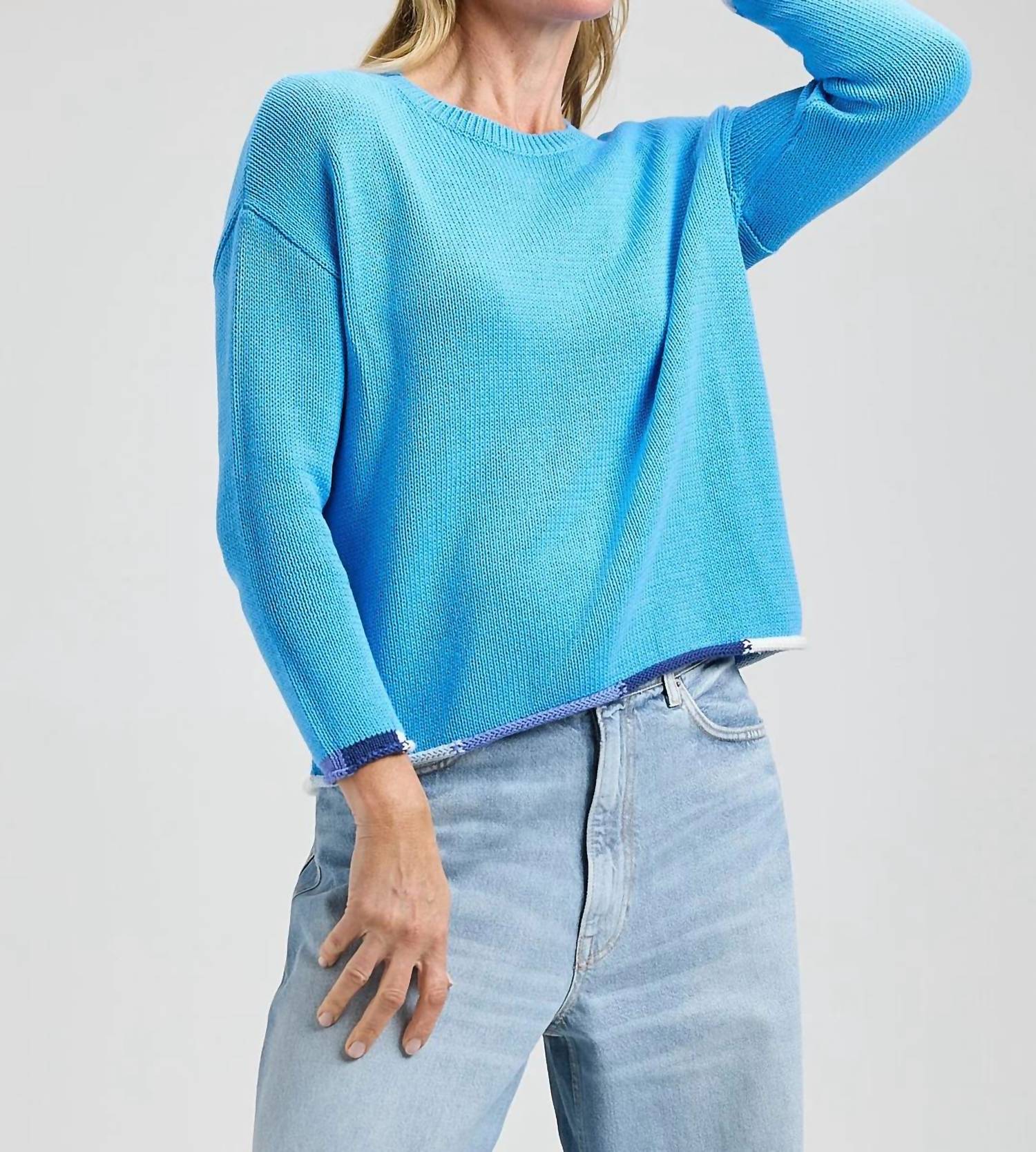 Zaket & Plover - Crew Neck Sweater With Contrast Roll Hem