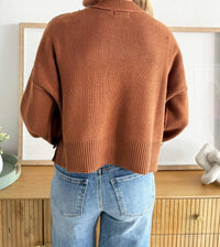 Apricot - Cropped Drop Shoulder Sweater