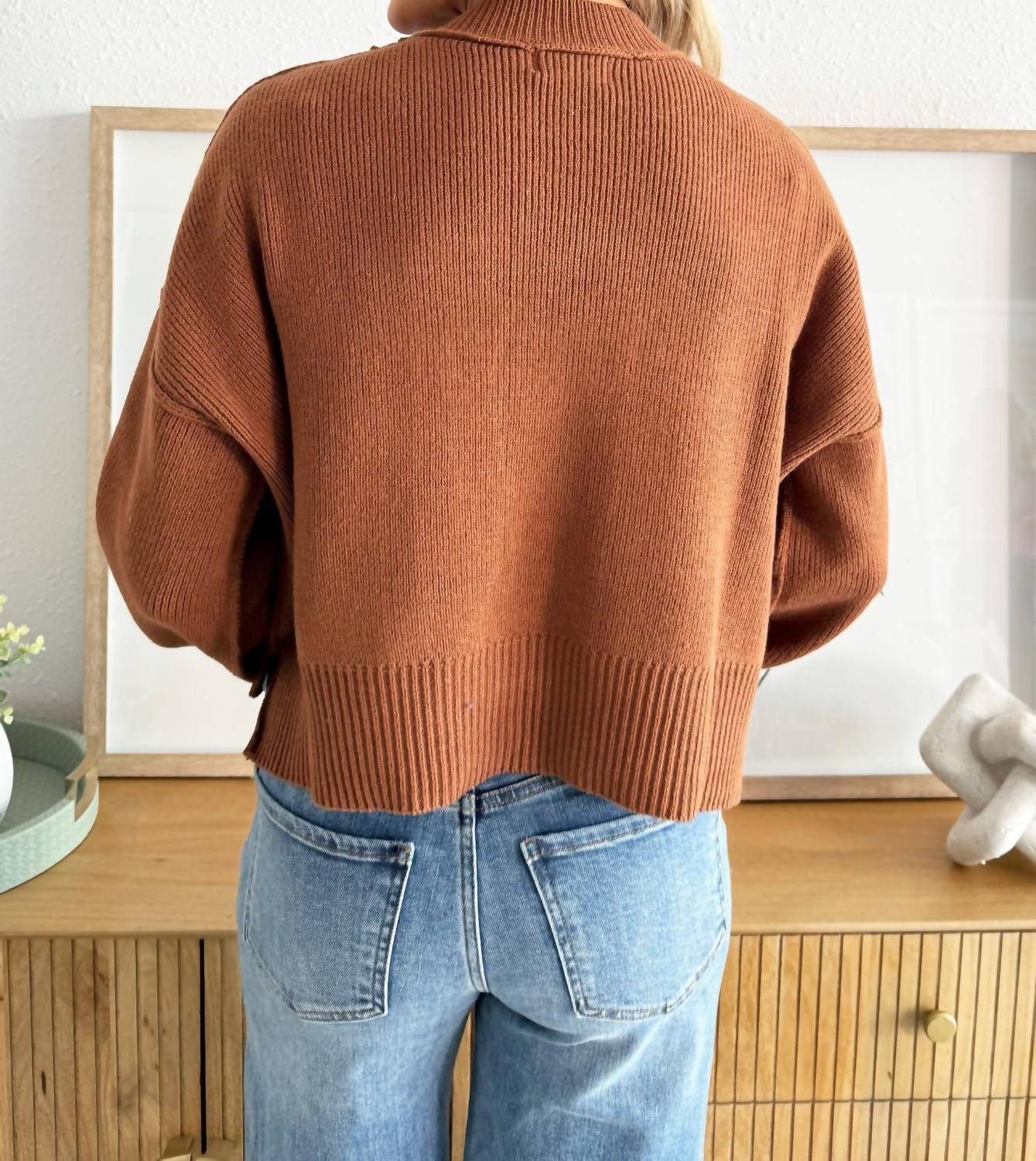 Apricot - Cropped Drop Shoulder Sweater