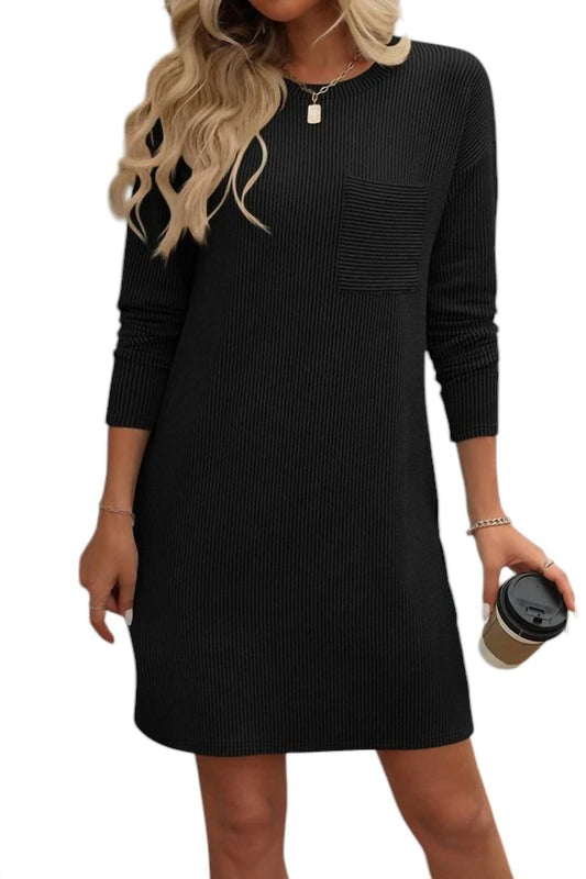 Asia Direct+ - Aurora Ribbed Knit Chest Pocket Dress