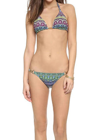 Women Ankara Triangle Cup Halter Tie Strap Bikini Top