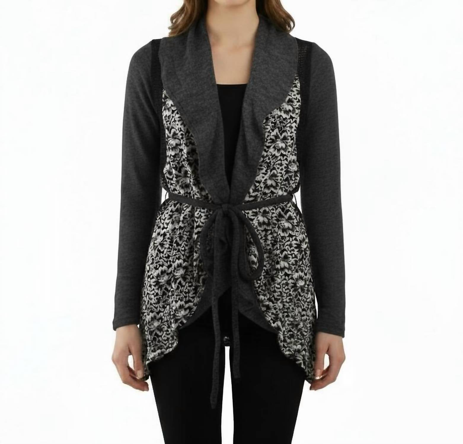 Ryu - Rosette Lace Trim Cardigan