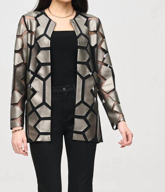 Joseph Ribkoff - Laser Cut Leatherette Mesh Jacket