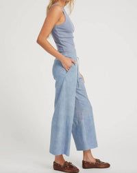 SPRWMN Suede Cropped Baggy Pants in vintage denim - women's pants - alternate view