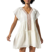 Lilla P Women's Flutter Sleeve Tiered Dress in ecru - women's dress