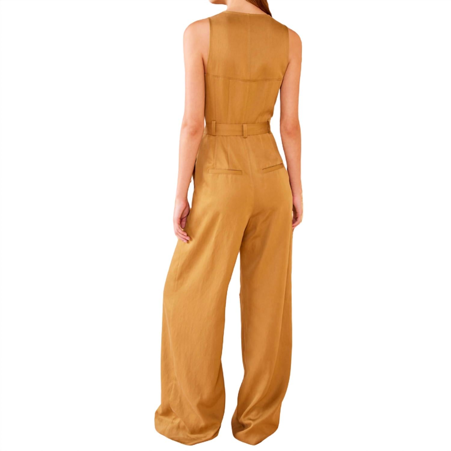 Ulla Johnson Women's Marin Jumpsuit in fawn - women's pants - detail view