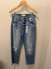 DAZE Women's Glow Up Straight Up High Rise Straight Leg Jeans in blue - women's jeans