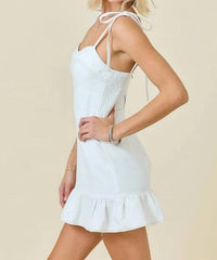 Day + Moon - Ruffle Trim Denim Dress