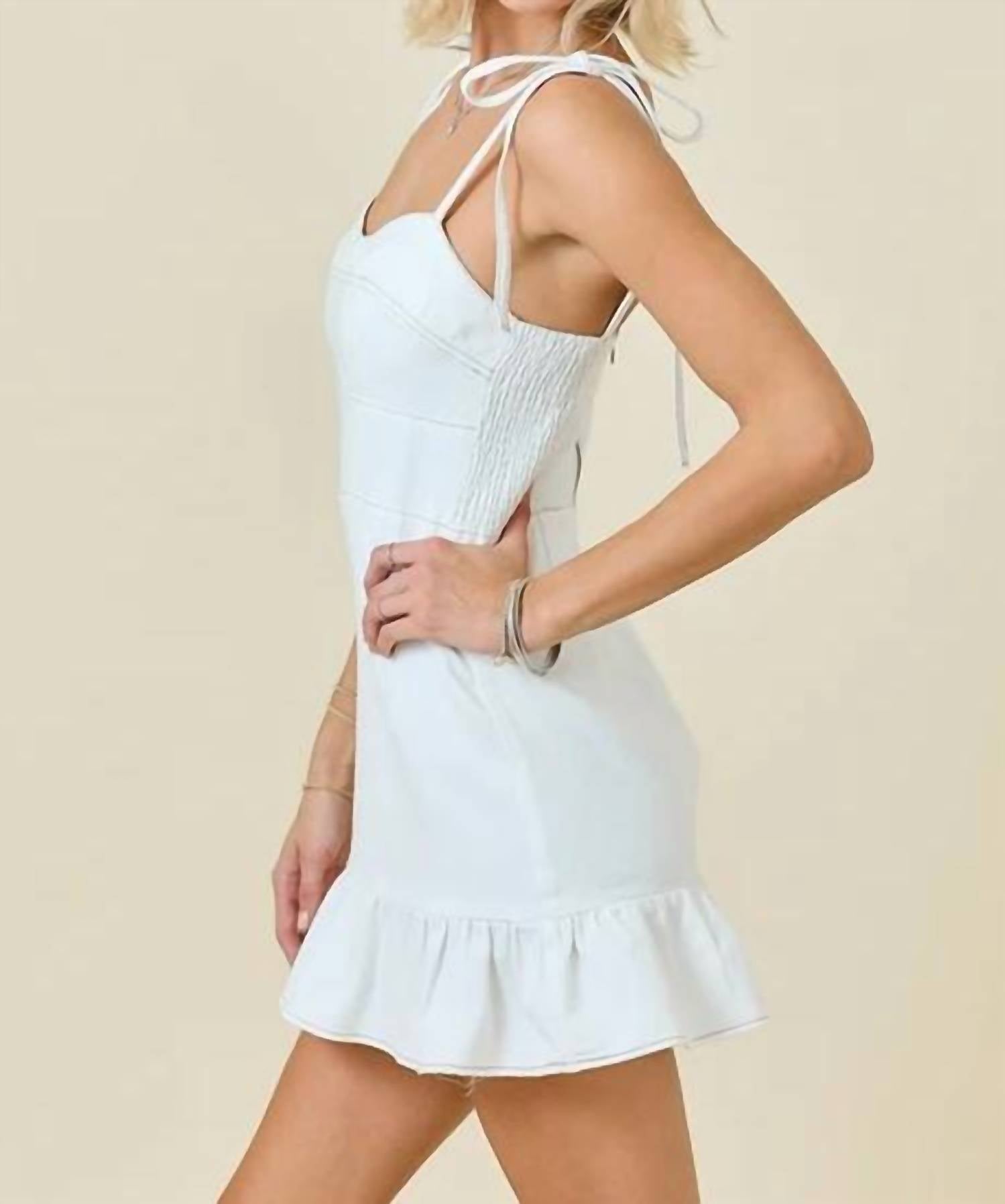 Day + Moon - Ruffle Trim Denim Dress