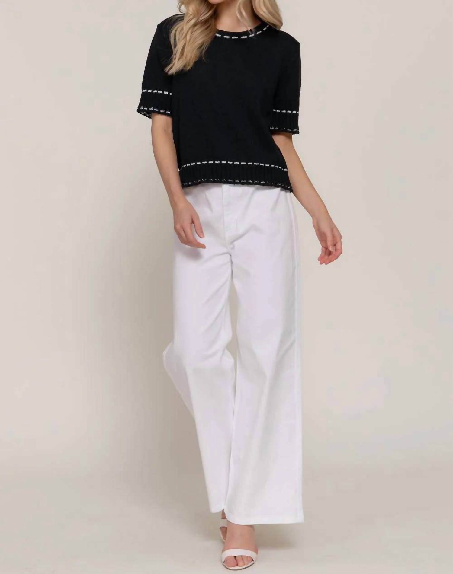 Active Basic - Short Sleeve Round Neck Sweater