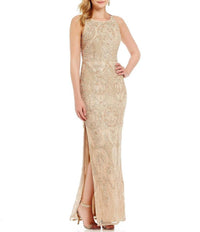 Aidan Mattox - Halter-style Embroidered Beaded Dress