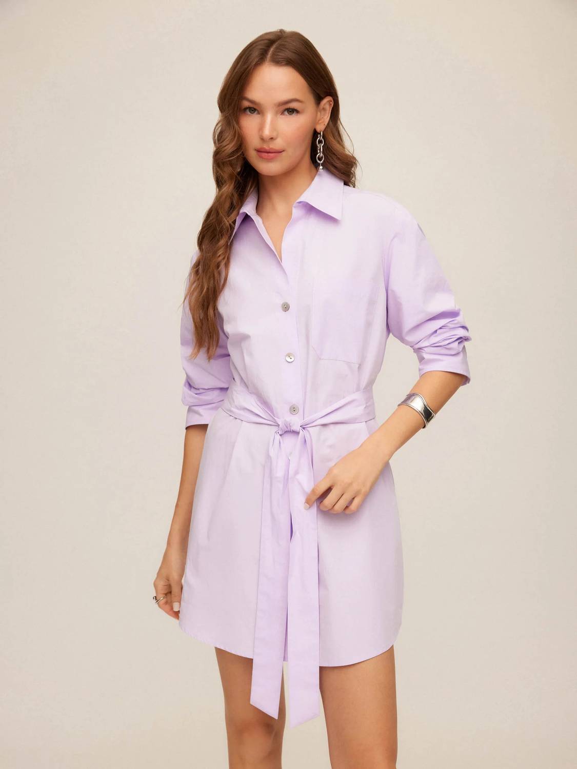Fifteen Twenty - Tatum Ruched Sleeve Shirtdress
