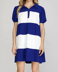 She + Sky - Colorblock Tiered Mini Dress