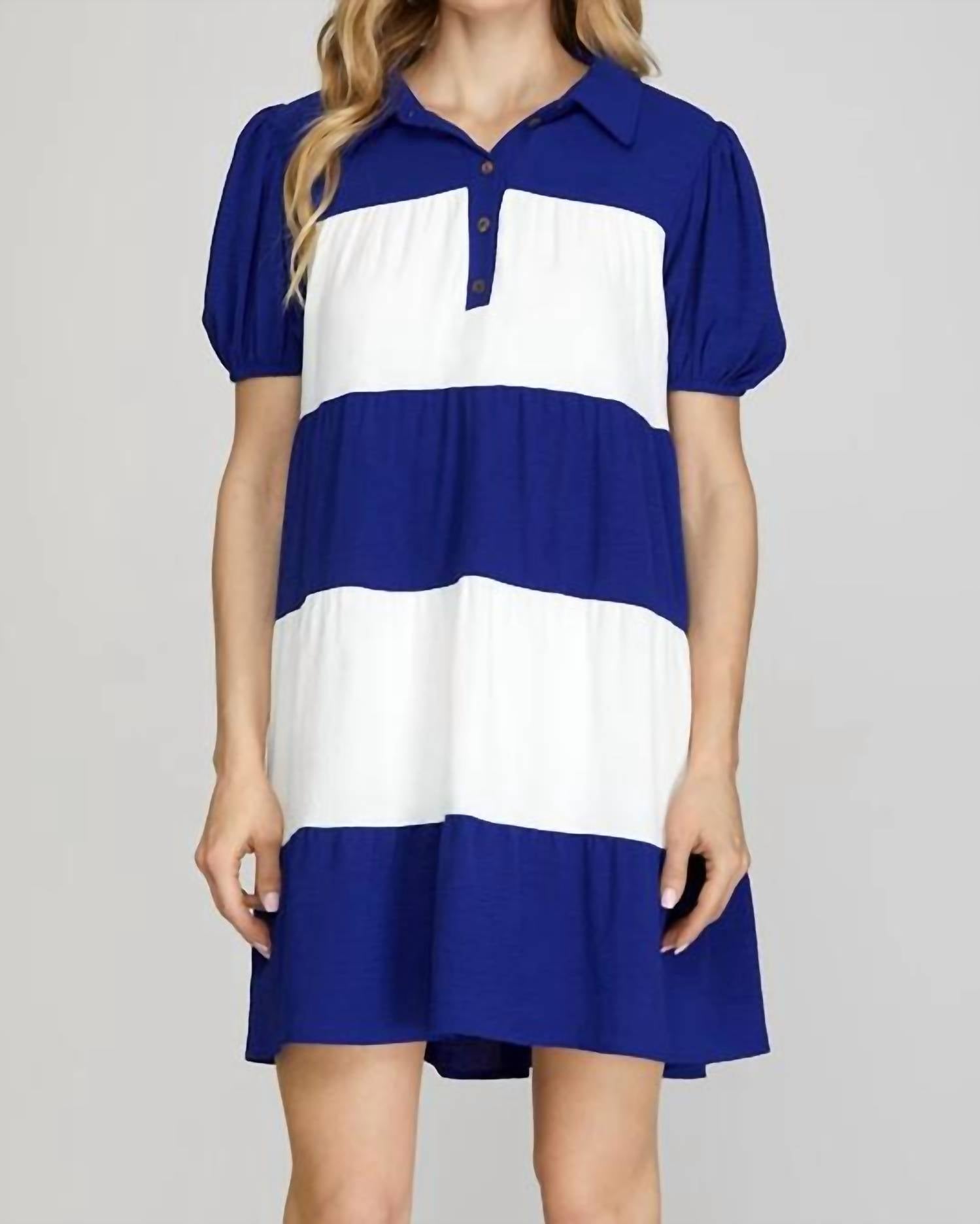 She + Sky - Colorblock Tiered Mini Dress