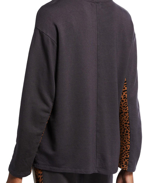 Paneled Mini Leopard Sweatshirt