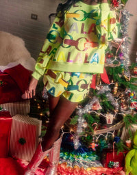 QUEEN OF SPARKLES Women's Falala With Garland Shorts in yellow green - women's shorts - detail view