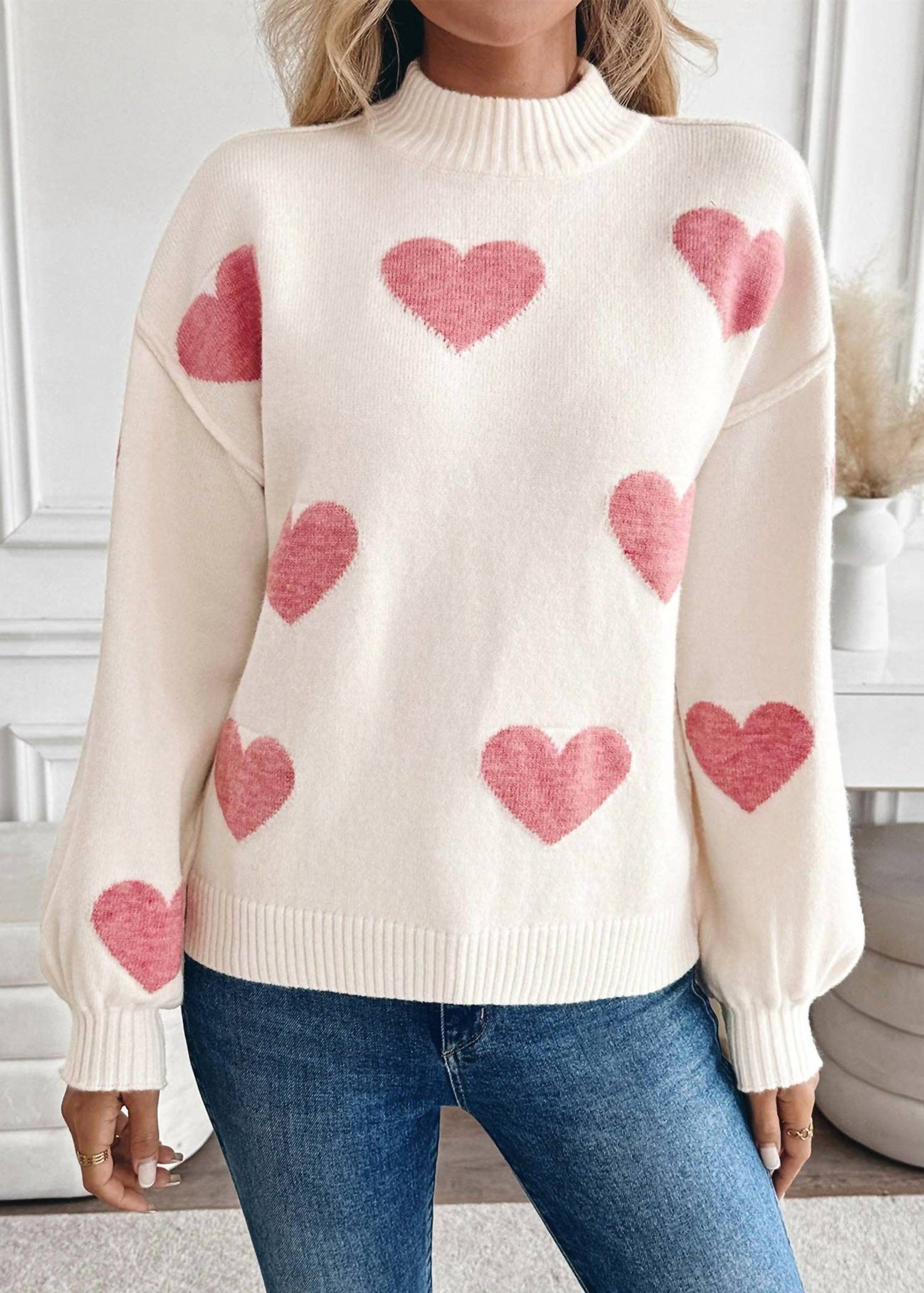 Lovesoft - Heart Long Sleeve Knit Sweater