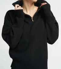 Lune Active Olly Half Zip Sweater in black - women's sweater