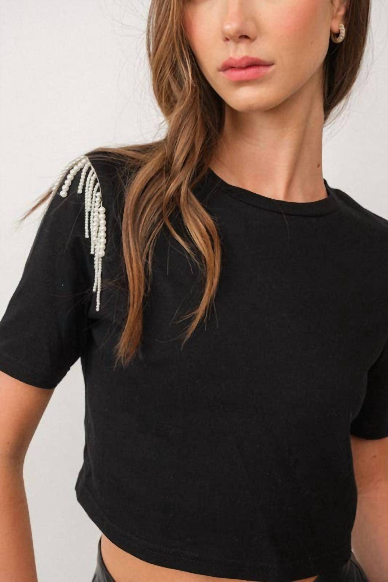 Papermoon - Pearl Fringe Detailed Crop Top