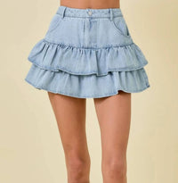 Day + Moon - Ruffle Tiered Mini Skort