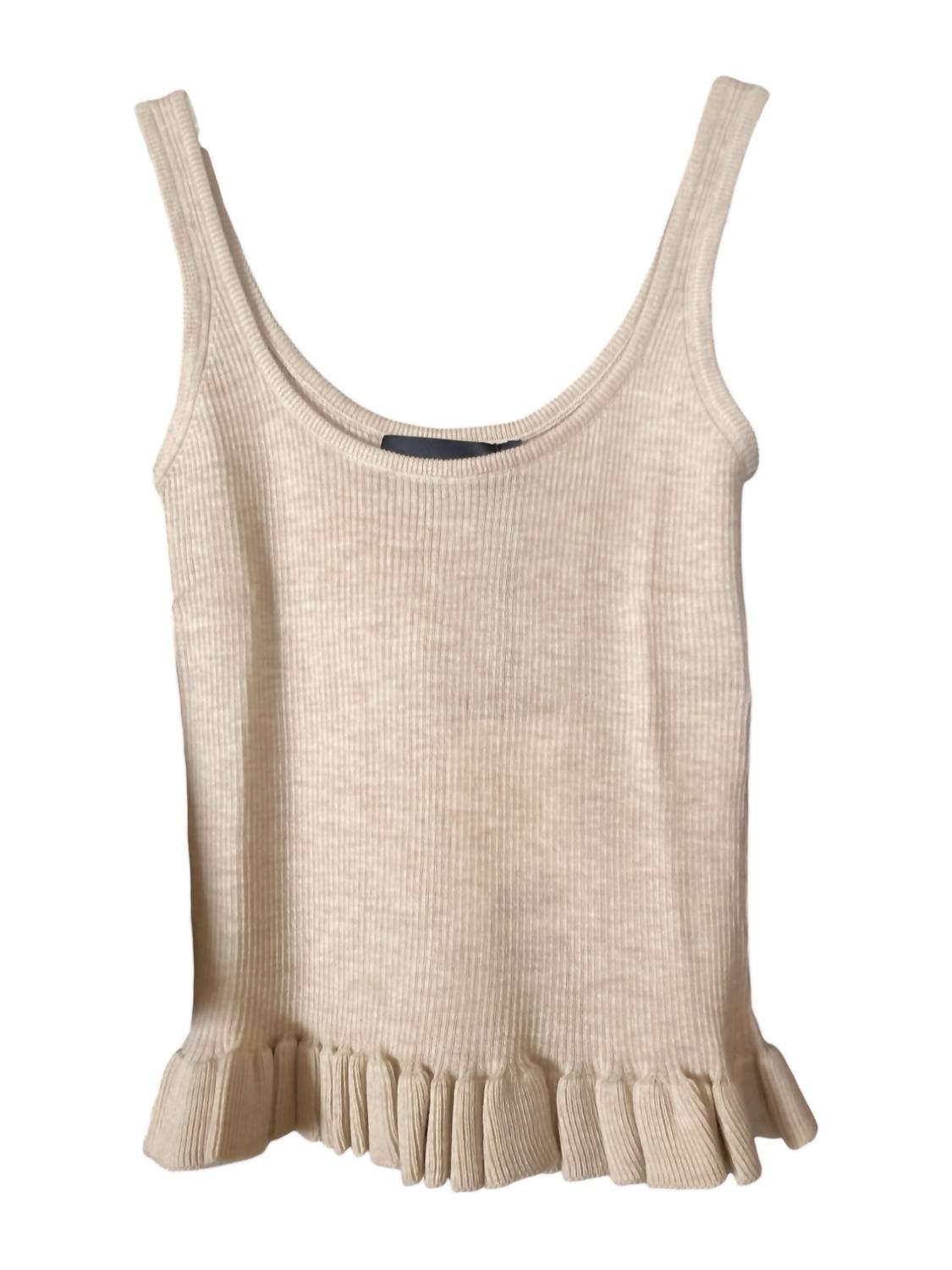 Brandon Maxwell - Phoebe Knit Tank With Ruffle Hem Oatmeal