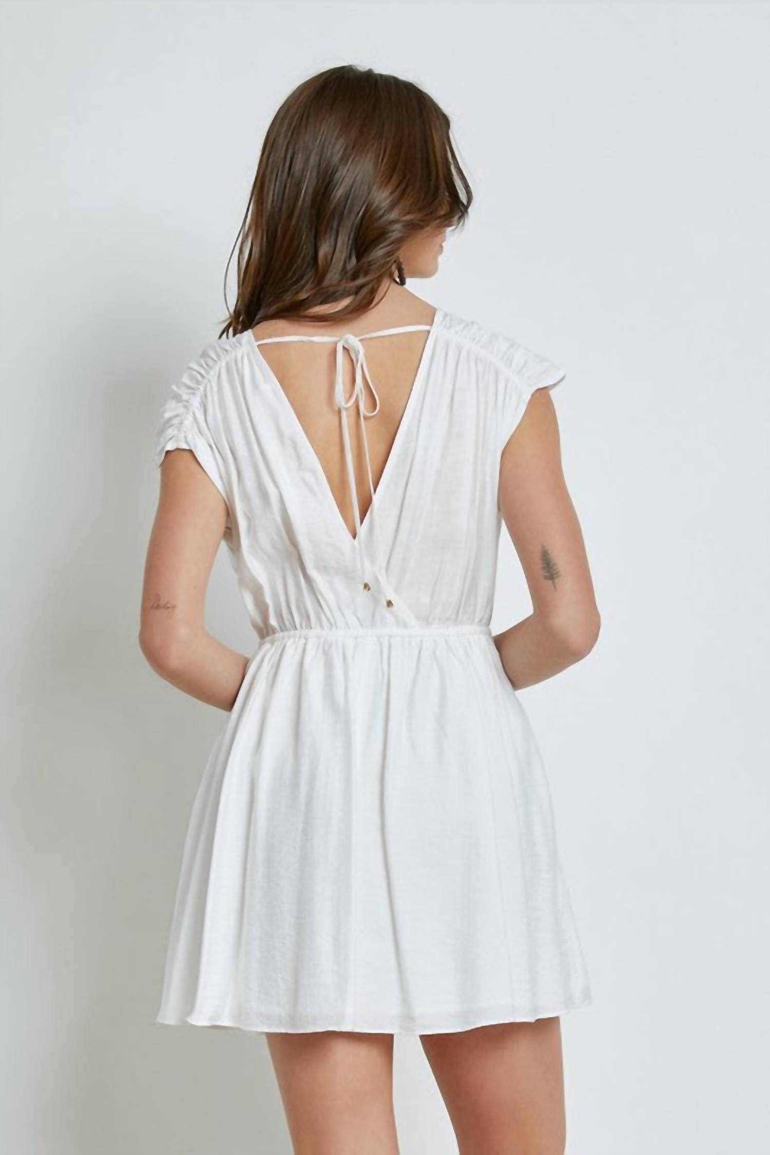 Mustard Seed - Metal Beaded Drawstring Wrap Dress
