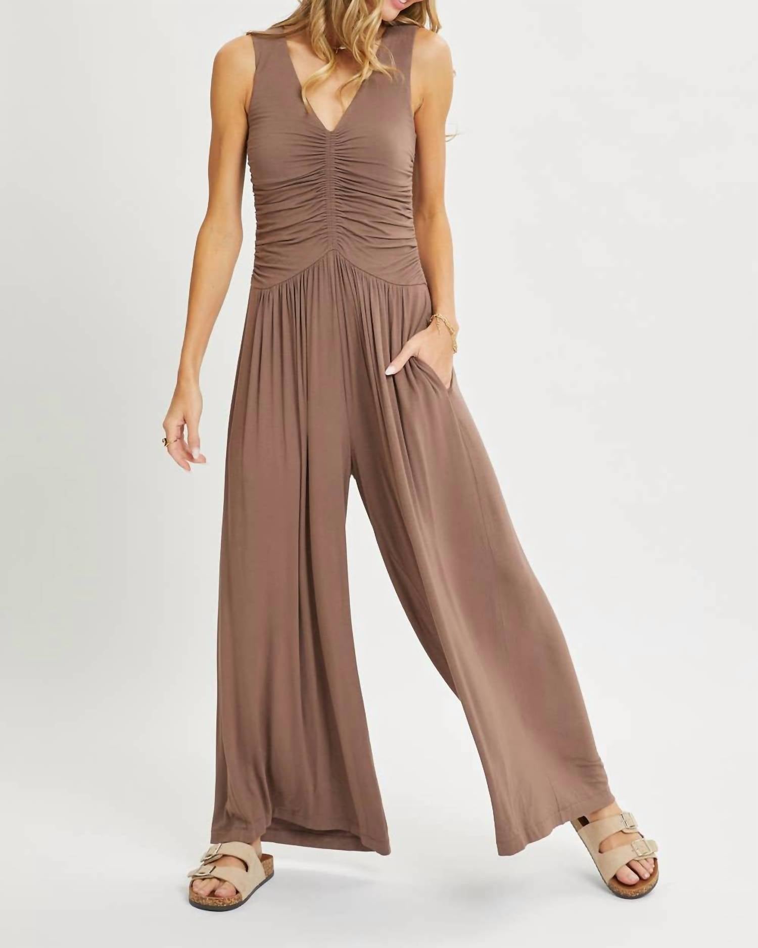 Sweet Lovely By Jen - Jersey Knit Sleeveless One-piece Jumpsuit