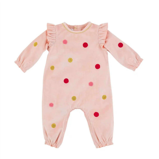 Mudpie - Kid's Velour Boucle Polka Dot One Piece Bodysuit