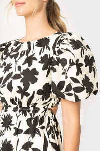 Moon River - Floral Print Cut Out Shirred Midi Dress