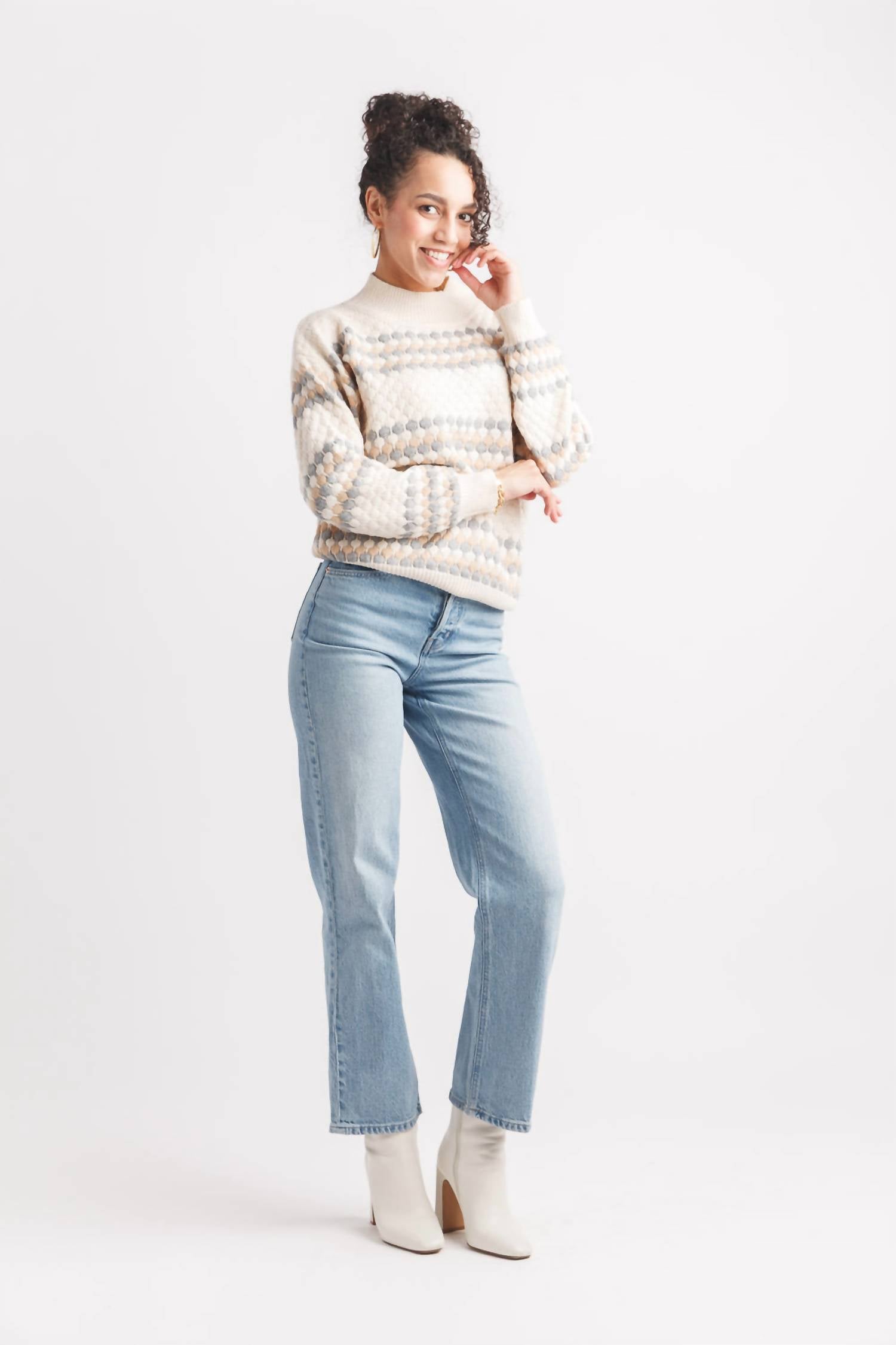 Papillon - Snowfall Chic Textured Mock Neck Sweater