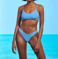 MAAJI Glitter Sporty Bralette Bikini Top in stone blue 1 - women's swimwear