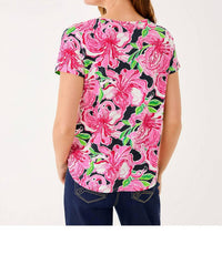 Lilly Pulitzer Key West Top in onyx party all the time - women's t-shirt - detail view