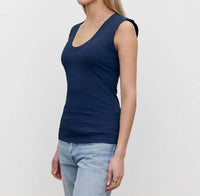 Velvet by Graham & Spencer Estina Sleeveless Tank Top in midnight - women's tank top - detail view