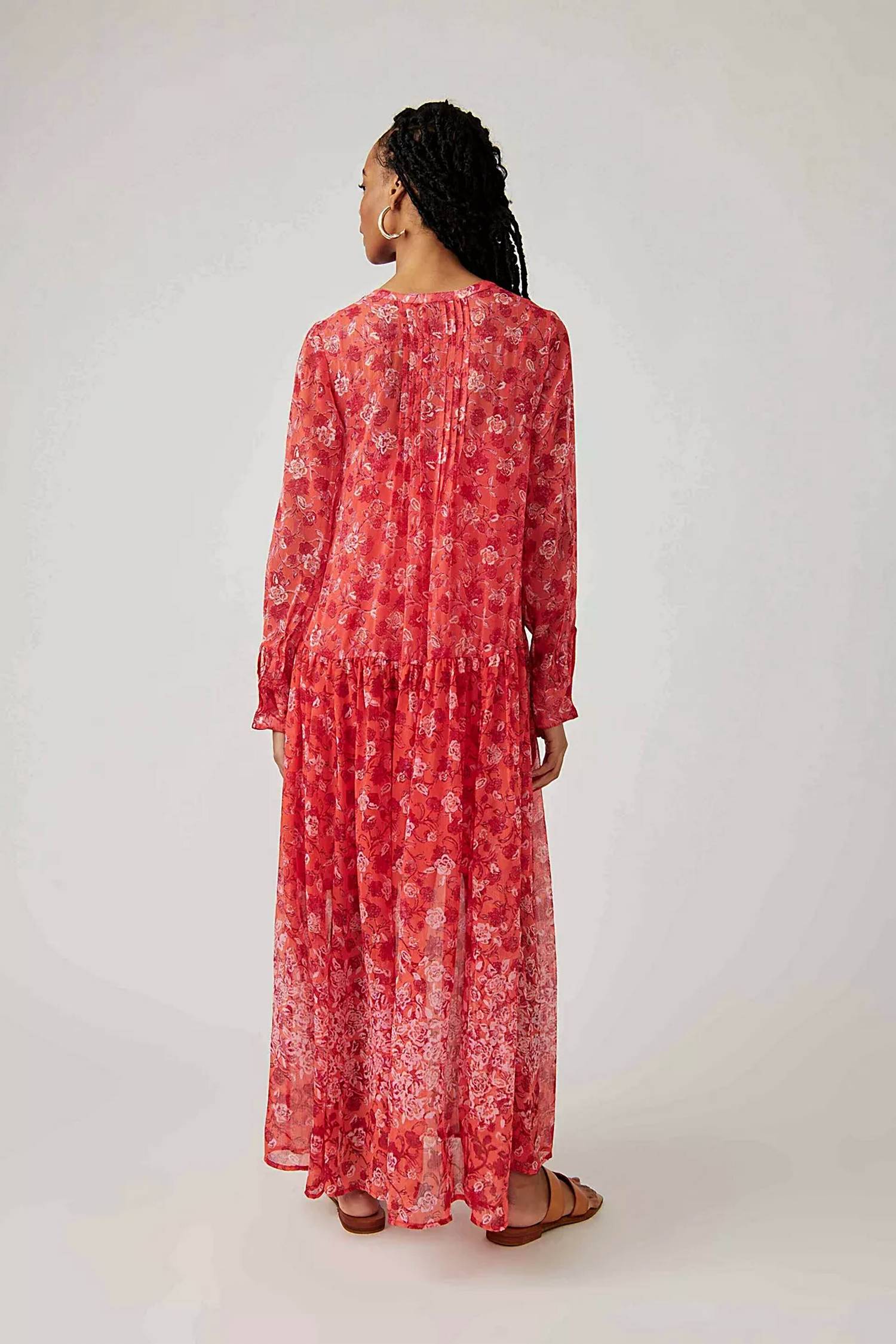 Free People See It Through Dress in coral combo - women's dress - alternate view
