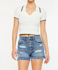 Kancan - High Rise Hem Shorts