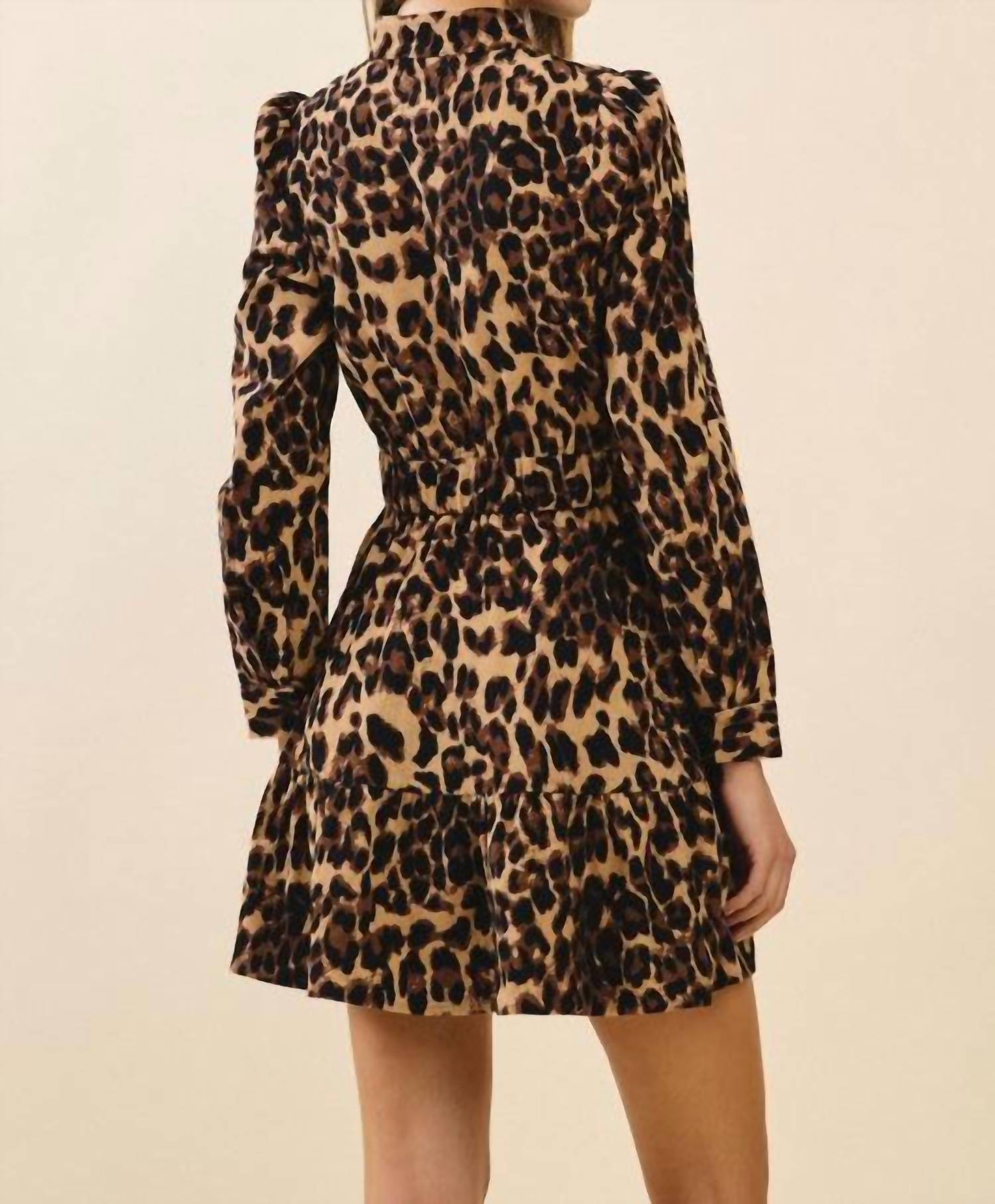 Tcec - Leopard Print Mini Shirt Dress