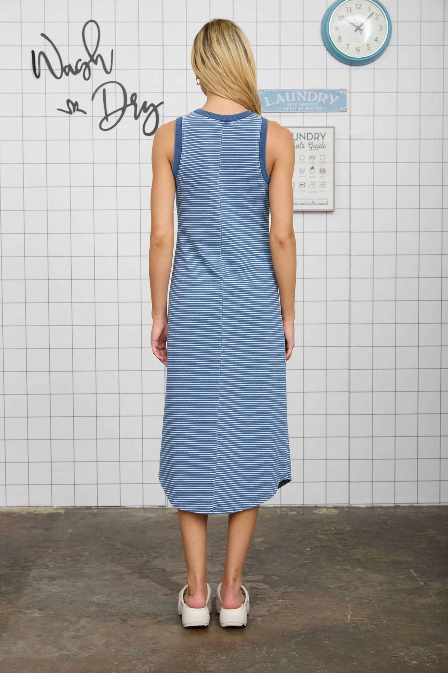 Nyland - Briar Washed Stripe Sleeveless Tank Midi Dress