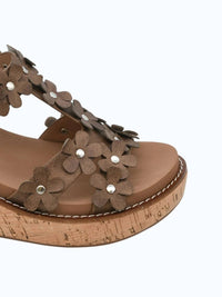 Corkys Footwear Women's Mic Drop Wedge Sandal in tan - women's shoe - detail view