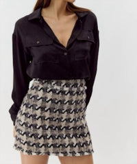 Greylin - Lenny Houndstooth Tweed Mini Skirt