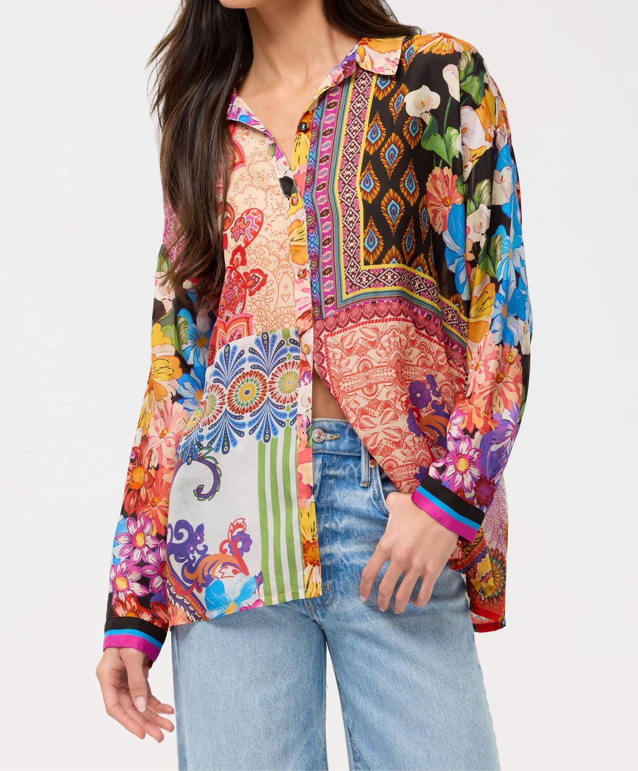 Johnny Was THE AUDREY SHIRT in magnolia patchwork - women's blouse