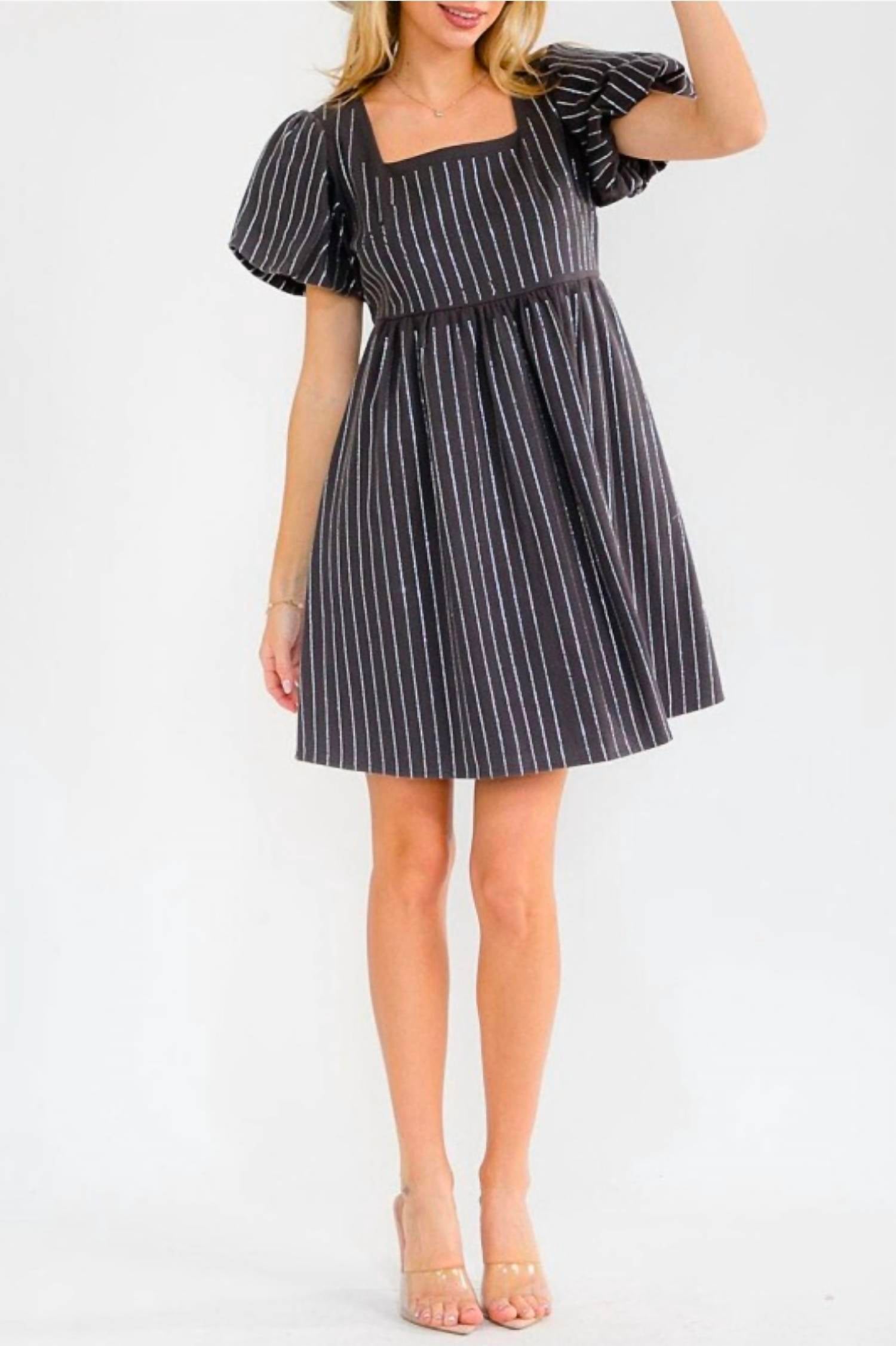 Blue B - Women's Rhinestone Striped Dress