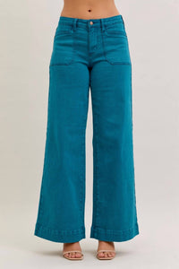 Judy Blue Midrise Wide Leg Jean in teal - women's pants