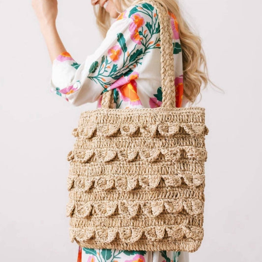 Sunshine Tienda - Women's Ruffle Raffia Tote