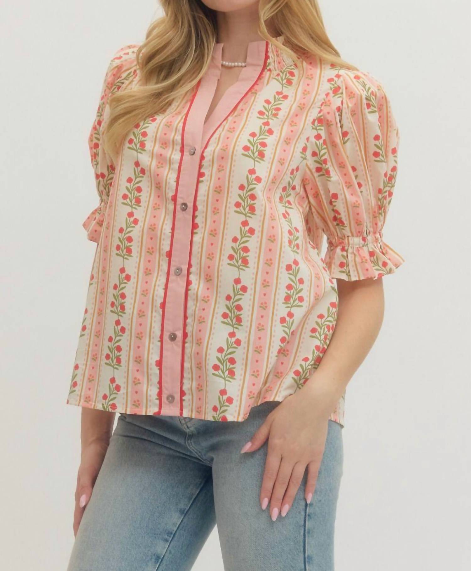Entro - Rosette Ruffle Top