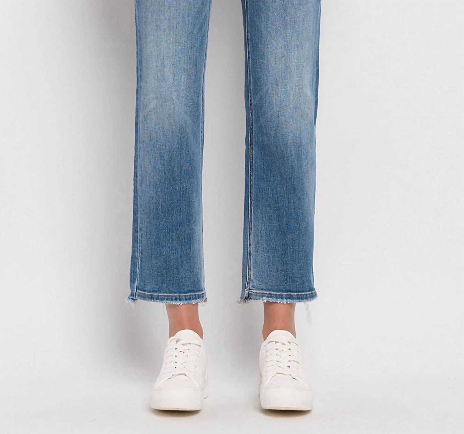 FLYING MONKEY Mid Rise Crop Straight Jean in stately - women's jeans - view 6