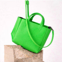 AMPERSAND AS APOSTROPHE Women's Leather Micro Tote Bag in neon green - women's bag