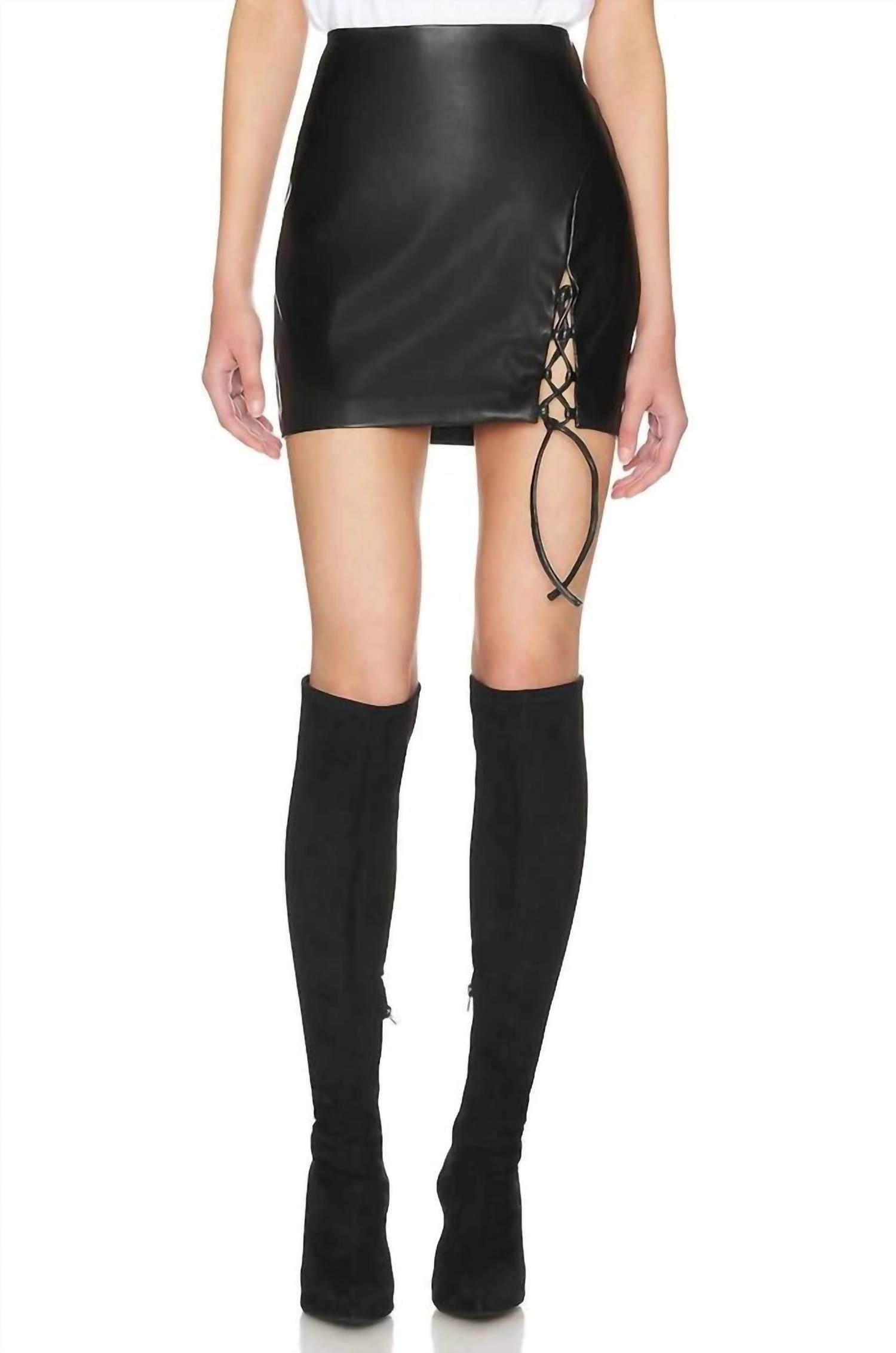 ASTR Atwell Faux Leather Skirt in black - women's skirt