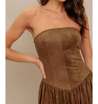 Flying Tomato - Faux Suede Midi Dress
